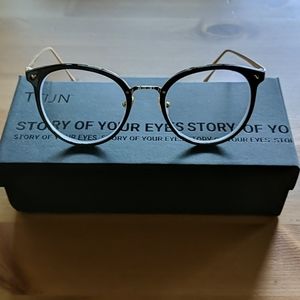 NEW Rx Black/Gold Big Round Eyeglasses